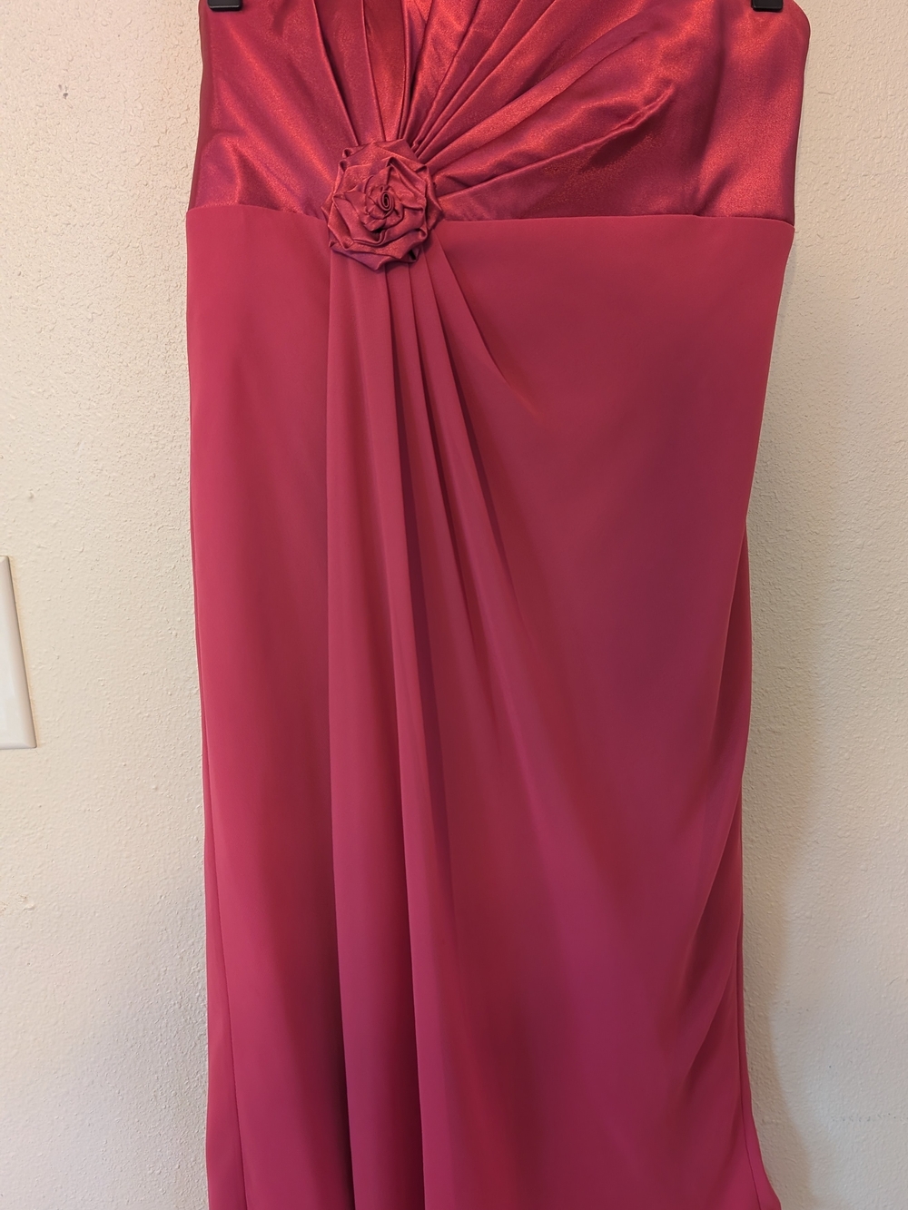 David's Bridal Strapless Rose-Red Formal Dress